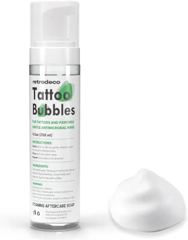 Tattoo Bubbles 8,5Oz Espumante Pós-Tratamento Tatuagem Sabonete Verde Para Curar, Limpar E Limpar Pele E Piercings - Fórmula Suave, Hidratante E Vegana (Espuma Verde, 8,5 Fl Oz)