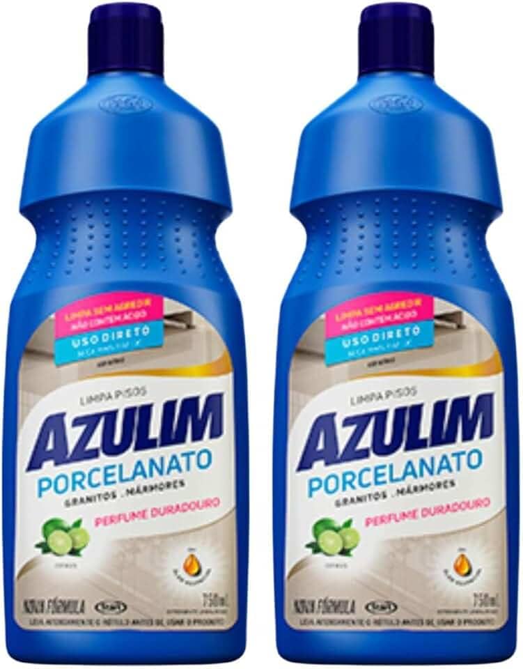 Kit com 2 Limpa Porcelanatos Azulim Citrus 750ml, Limpeza Eficiente e Aroma Cítrico
