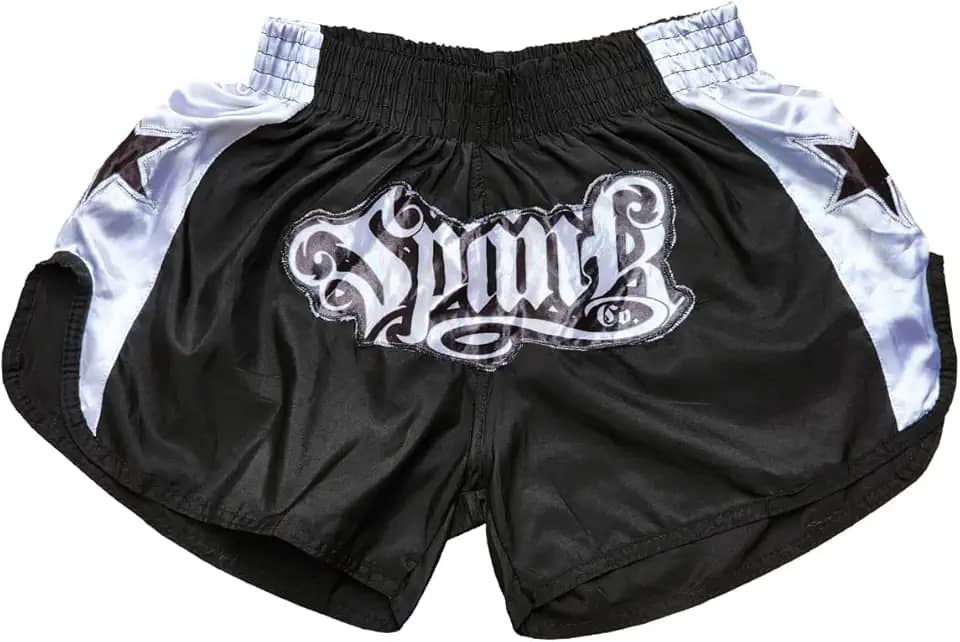 Short de Muaythai Kickboxing Profissional Spank (G, PRETO-PRATA)