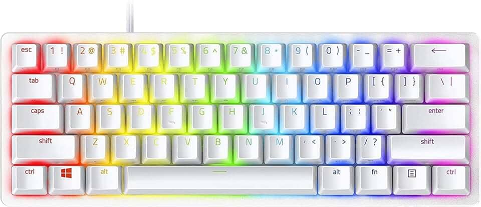 Teclado Mecânico Gamer Razer Huntsman Mini-Click Optical Purple Switch, Mercury Branco