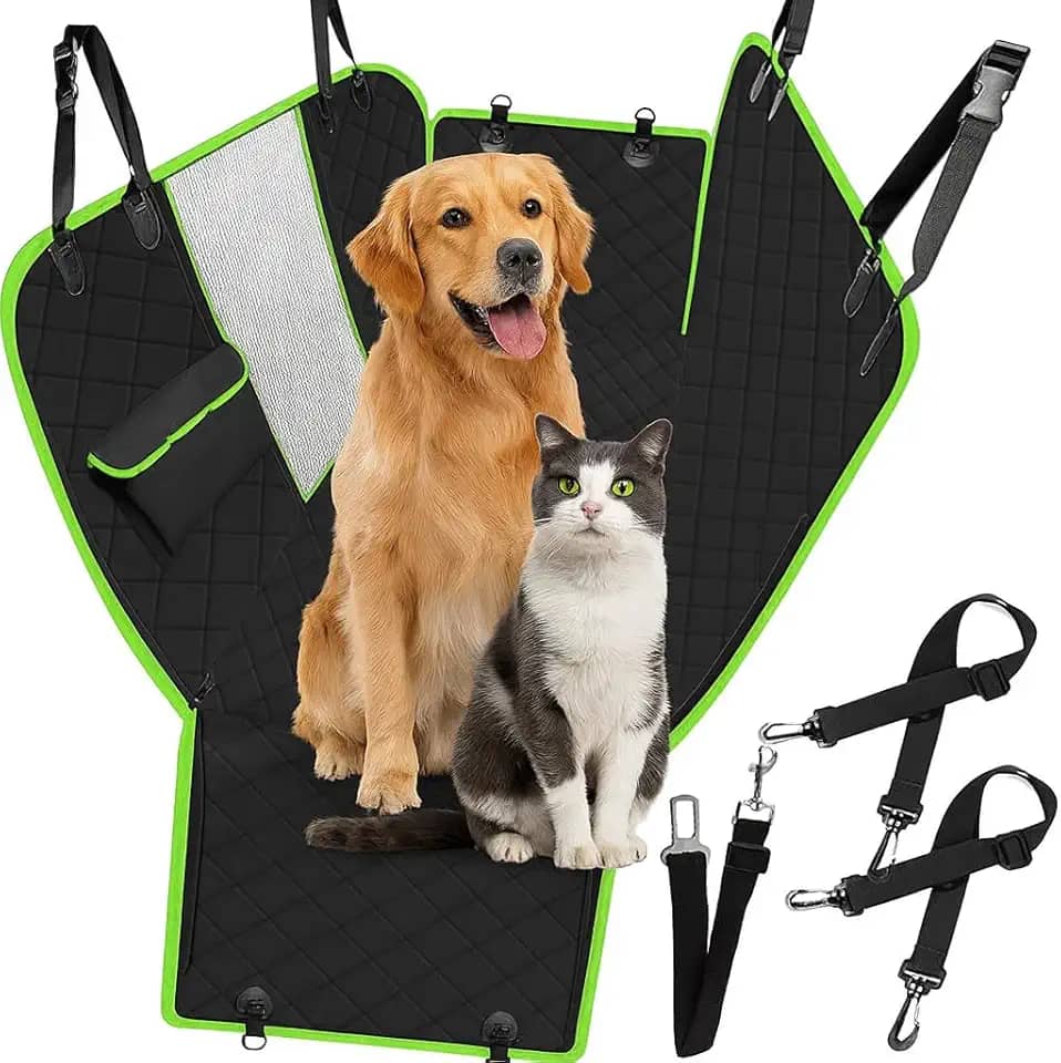 Capa Pet para Carro – Proteção Total, Antiderrapante, Acolchoada e com Cinto de Segurança | Para Cães e Gatos – Verde
