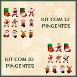 Kit 12 Pendentes Pelúcia Enfeite Árvore De Natal Papai Noel Grande 16cm Decoração LuvinCo