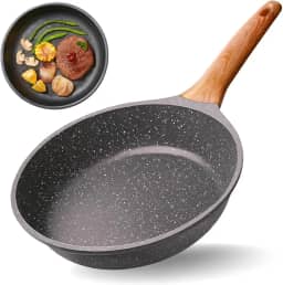 Frigideira Grande 26cm de Cerâmica com Cabo de Madeira – Antiaderente, Saudável e Durável | Ideal para Fogão a Gás, Elétrico e Indução | Frita sem Óleo, Fácil de Limpar