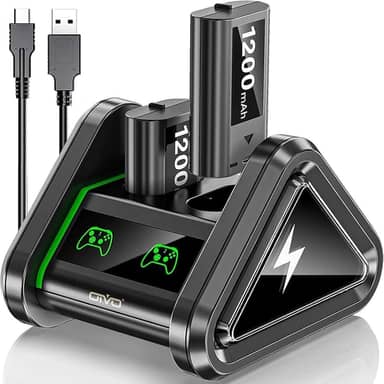 Kit 2 Baterias Recarregáveis 1200 mah + Base Carregador Duplo Usb LED Compatível com Controle Xbox Series S/X