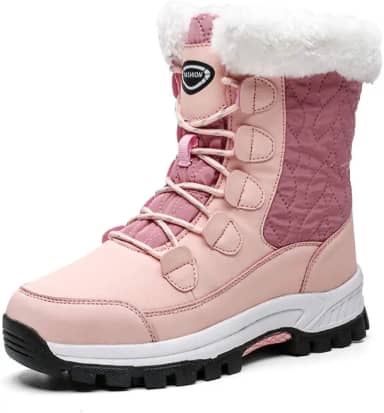 Bigfanshu Botas femininas para neve ao ar livre caminhada casual pele plus veludo