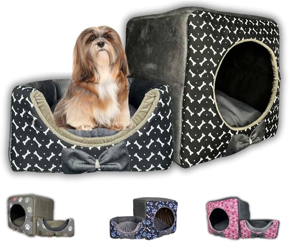 Caminha Casa Pet Iglu Grande: Casinha Cama Luxo Para Cachorro E Gato Com Fundo Impermeável (Preto)