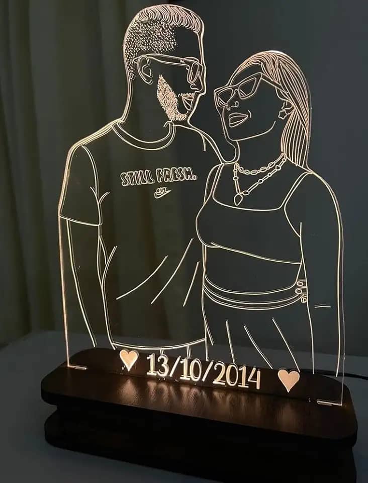 Luminária Com Sua Foto Personalizada LED Casal Presente… (Somente luminária) (QUENTE)