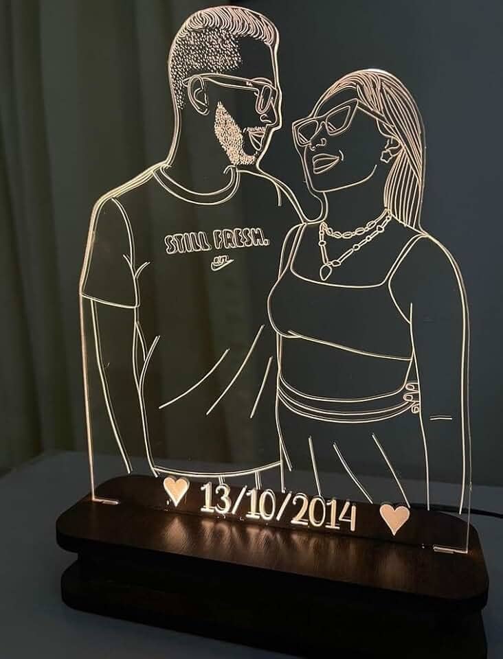 Luminária Com Sua Foto Personalizada LED Casal Presente… (Somente luminária) (QUENTE)