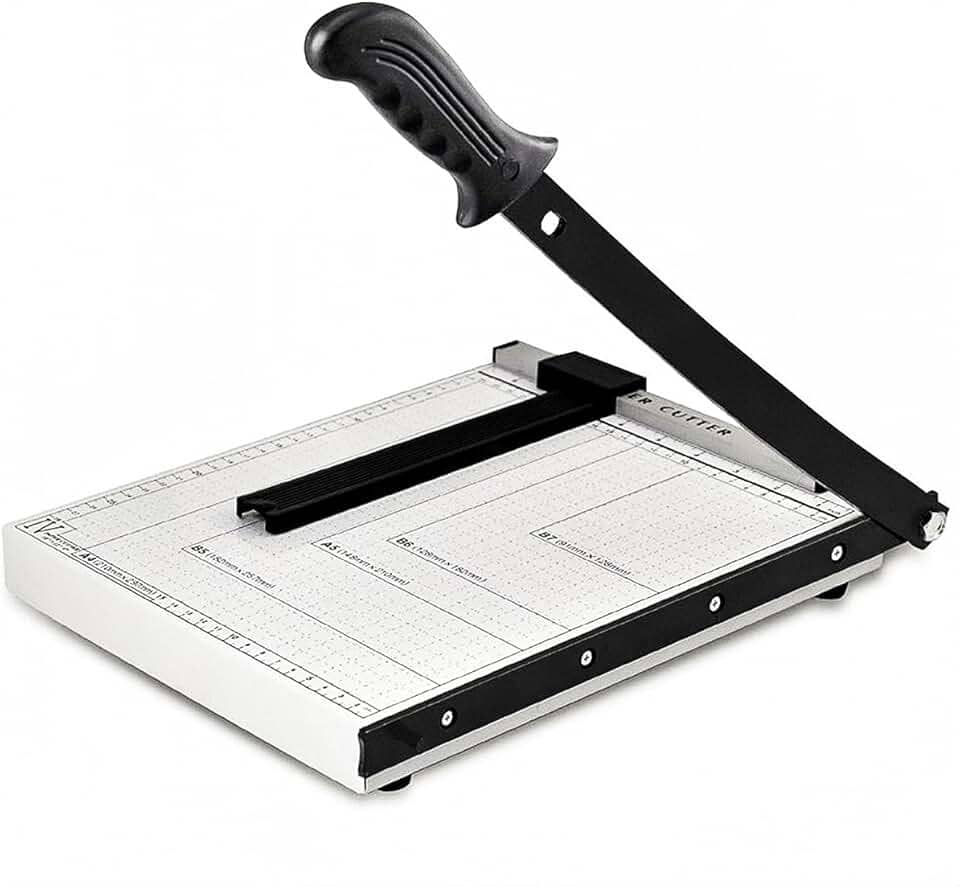 Guilhotina de Papel com Protetor de Segurança e Bloqueio de Lâmina Aparador de Papel Guilhotina para Serviços Gráficos (02-Edição Básica)