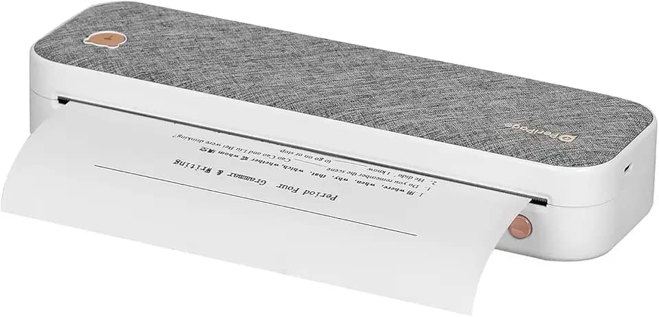 Original A4 Impressora de papel Transferência térmica direta Impressora sem fio Móvel 210mm Mini impressora fotográfica móvel Conexão USB BT com 1 rolo Suporte de papel térmico 2''/3''/4''