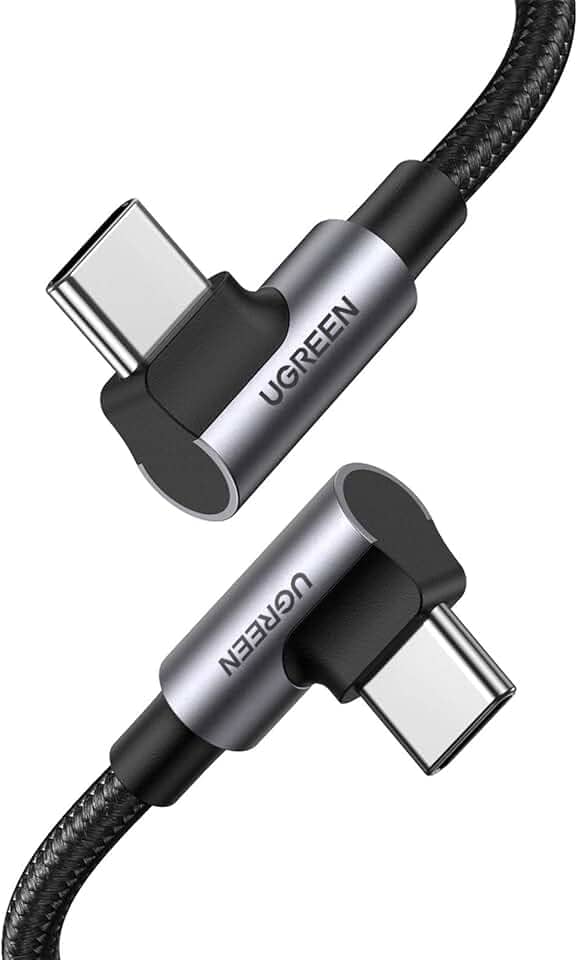 UGREEN Cabo USB C para USB C de 100 W, cabo tipo C de 90 graus para iPhone 15/15 Plus/15 Pro/15 Pro Max, MacBook Pro 2022, iPad Pro 2022, Samsung Galaxy S24/S23/Z Fold, Google Pixel, Switch, 3