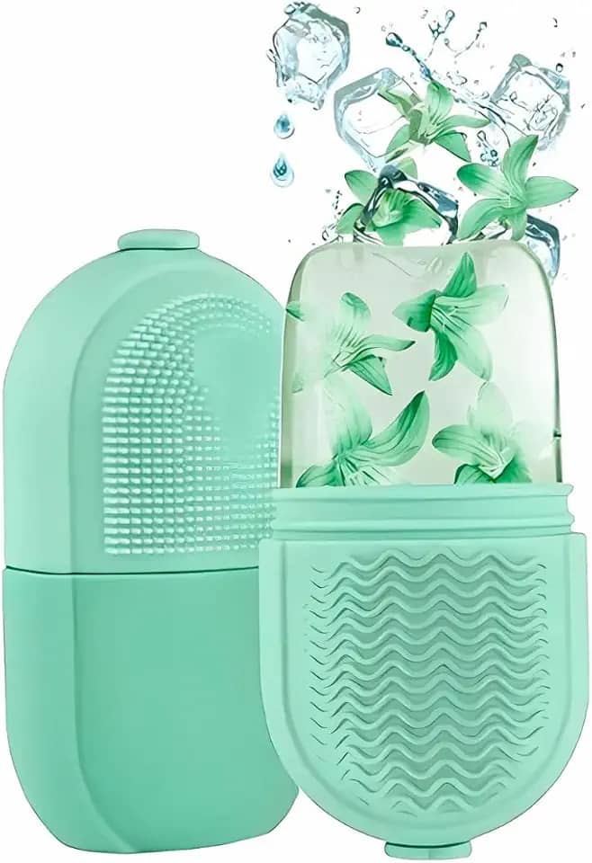 Massageador De Rolo De Gelo Para o Rosto, Área Dos Olhos e Pescoço , Reduz Inchaço e Olheiras , Melhora o Aspecto Viçoso e Saudável da Pele , Reduz Inflamaçoes e Melhora A Circulação, Cerdas Para Limpeza De Pele FONSES (Verde)