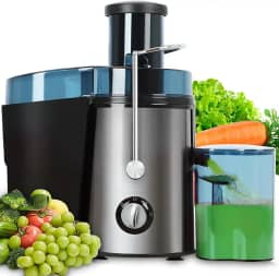 Centrifuga de Frutas com Motor de 500W, 110V, com 3 Velocidades, Versão Atualizada, Centrifuga de Alimentos, Juicer, Centrífuga de Frutas, Juicer Compact, Extrator de Suco, Prateado