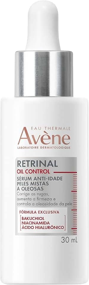 Avène Retrinal Oil Control Sérum Facial Anti-Idade, Antioleosidade para Peles Mistas e Oleosas, com Bakuchiol, Niacinamida e Ácido Hialurônico. Menos rugas e mais firmeza, 30 ml