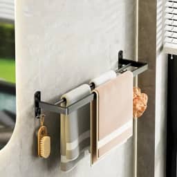 Toalheiro Duplo para Banheiro em Aço Carbono – Preto Fosco – Suporte Porta Toalha - Resistente, Moderno e Slim