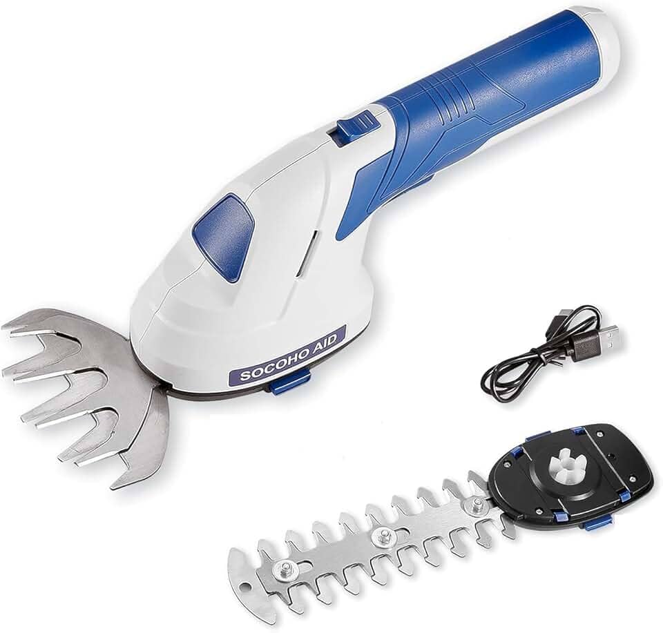 Tesoura De Poda Cerca Viva Sem Fio - 2 Em 1, Cortador Elétrico Portátil Arbustos 7,2 V, Bateria Recarregável E Tipo C