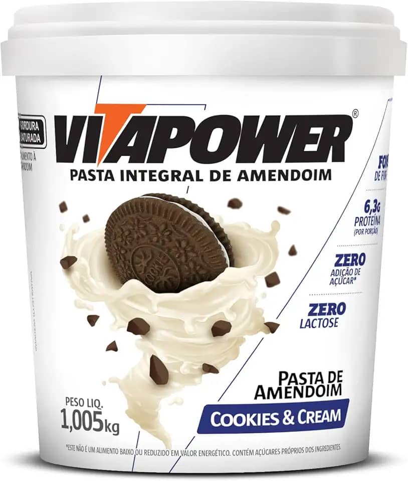 Vita Power Pasta De Amendoim Sabores Gourmet (1 005Kg) - Sabor Cookies And Cream