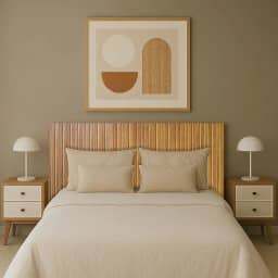 Cabeceira Casal Mdf Ripado Cor Nature 140x60cm Rustica