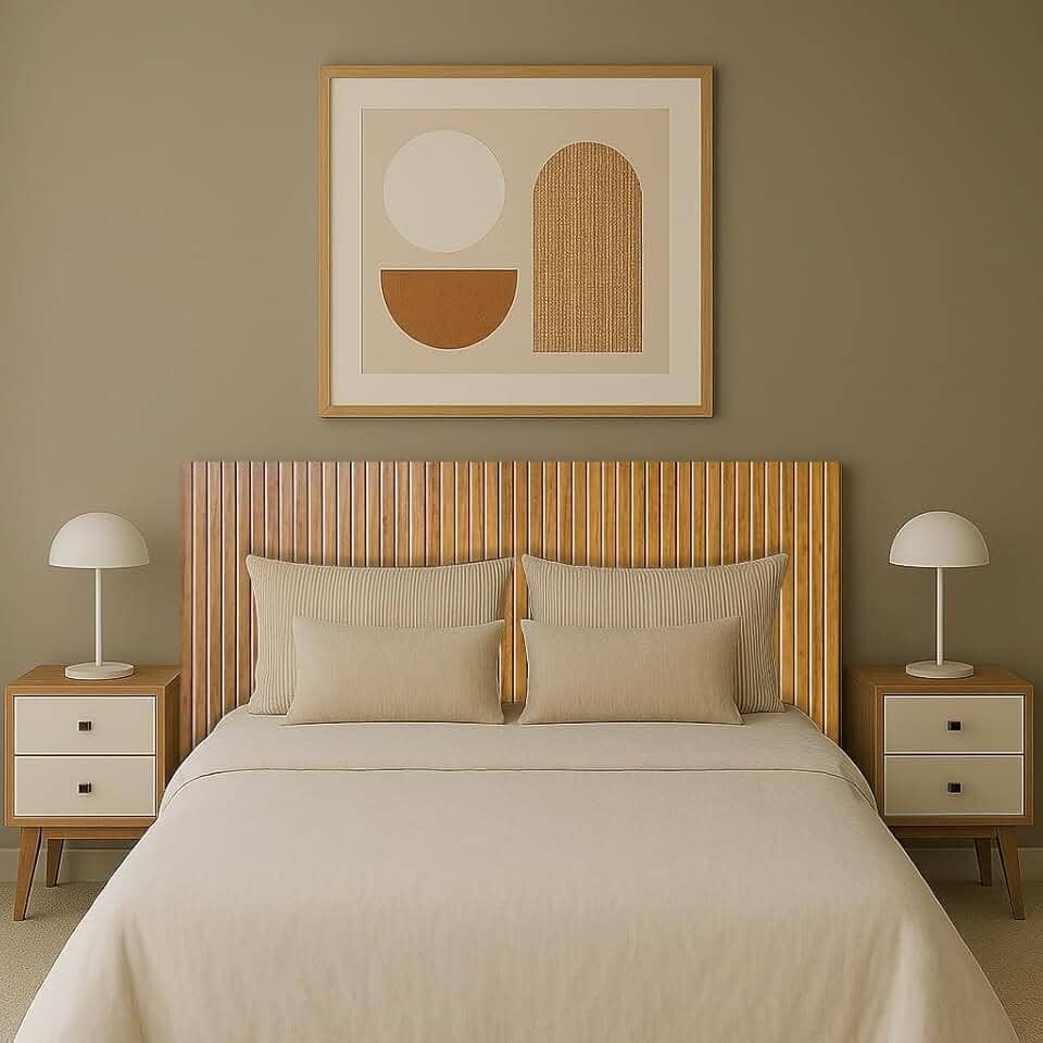 Cabeceira Casal Mdf Ripado Cor Nature 140x60cm Rustica