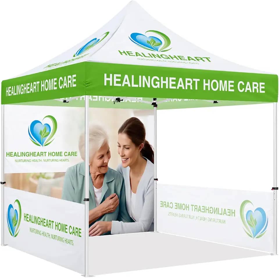 Barraca de dossel personalizada 25 x 25 cm com logotipo, barraca pop-up personalizada com paredes opcionais para eventos de negócios, feiras, mercado de fazendeiros, bolsa de rolo