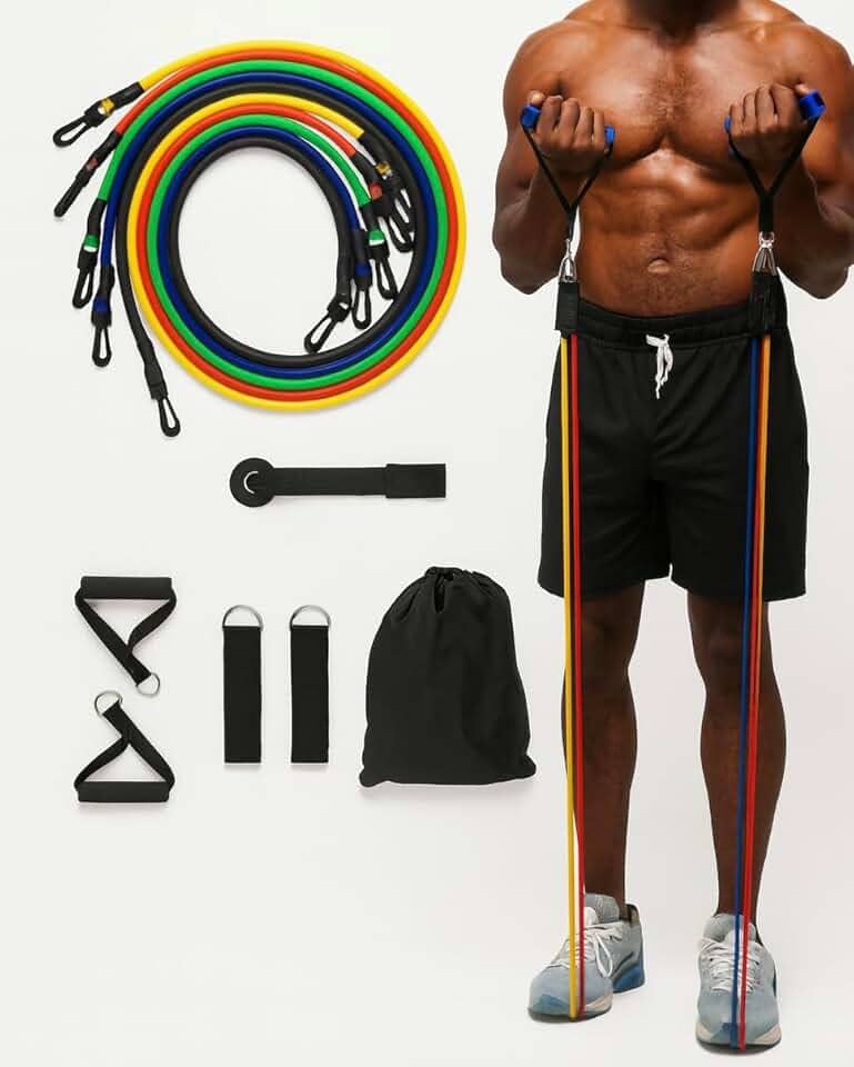 Kit 11 Elásticos Extensores de Resistência para Exercícios - Treino Funcional, Pilates, Musculação, Fisioterapia e Academia