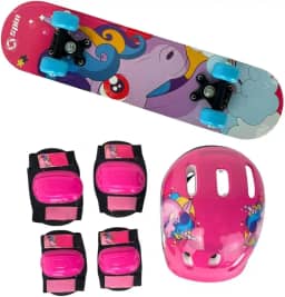 Skate Infantil Iniciante Montado Completo ate 35KG com Kit Proteção Capacete Joelheira Cotoveleira