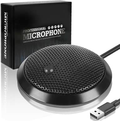 Microfone de Mesa para pc, Microfone de Conferência USB, Microfone Condensador Omnidirecional de 360° com Tecla Silenciosa