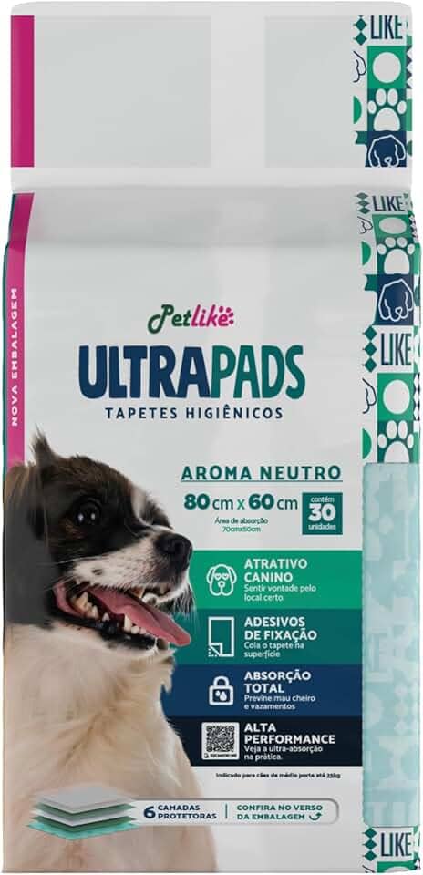 Tapete Higiênico Premium para cães Petlike Ultrapads Aroma Neutro 80cmx60cm 30 unid.