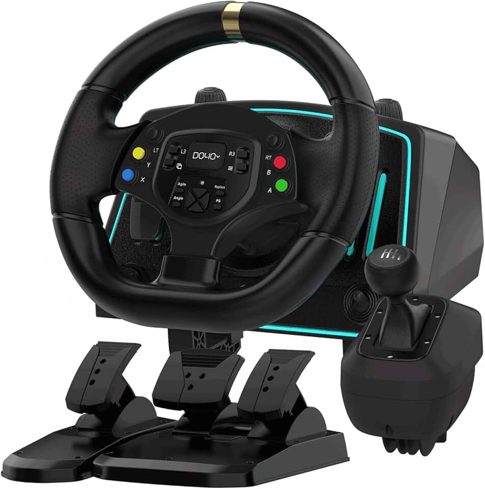 NBCP Racing Wheel, Gaming Steering Wheels 1080° Driving Sim Car Simulator with Pedals Clutch Paddle Gear Shifters for Xbox One/Xbox Series X S/ PS4/ PS3/ PC/Xinput/Xbox 360/ Switch/Android
