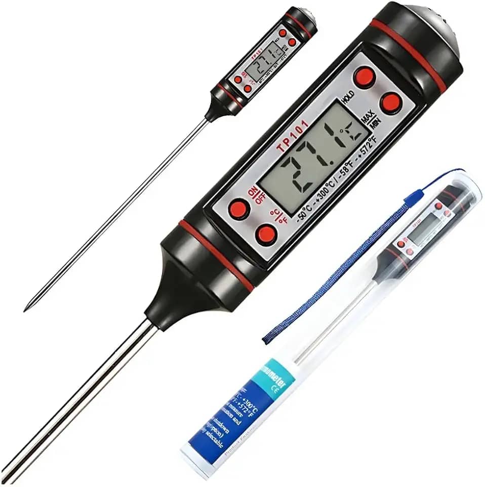 Termômetro Digital Culinário Display De Alta Precisão Para Alimentos Fácil Leitura Suporta Temperaturas até 300°C - Comidas, Líquidos, Carnes, Fornos e Cozinha - Alta Durabilidade Premium