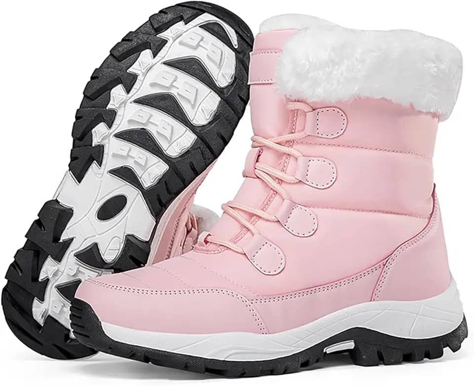 Botas femininas de neve de inverno com plataforma à prova d'água, confortáveis, quentes, totalmente forradas, leves, antiderrapantes, para uso ao ar livre, com cadarço até a panturrilha