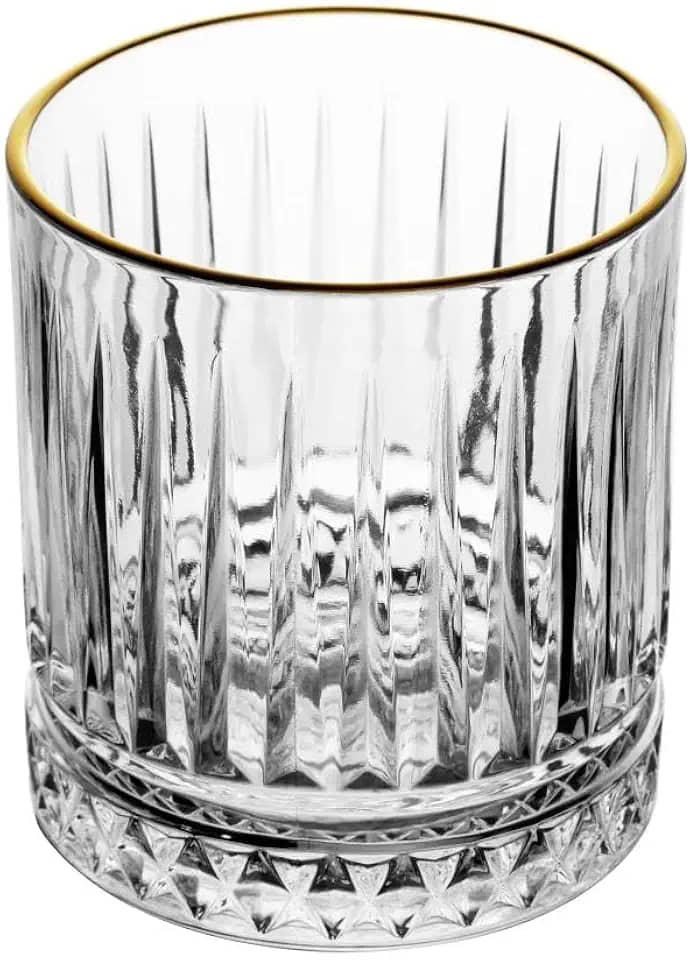 LYOR - Copo de Cristal com Fio de Ouro Deli Diamante 330ml - Ideal para Whisky e Destilados Finos