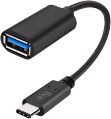 ELG, USBADP1, Cabo Adaptador OTG USB Tipo-C para USB-A Fêmea, Ampla Compatibilidade, USB 3.0, Conexão Plug & Play, Comprimento de 20cm, Preto