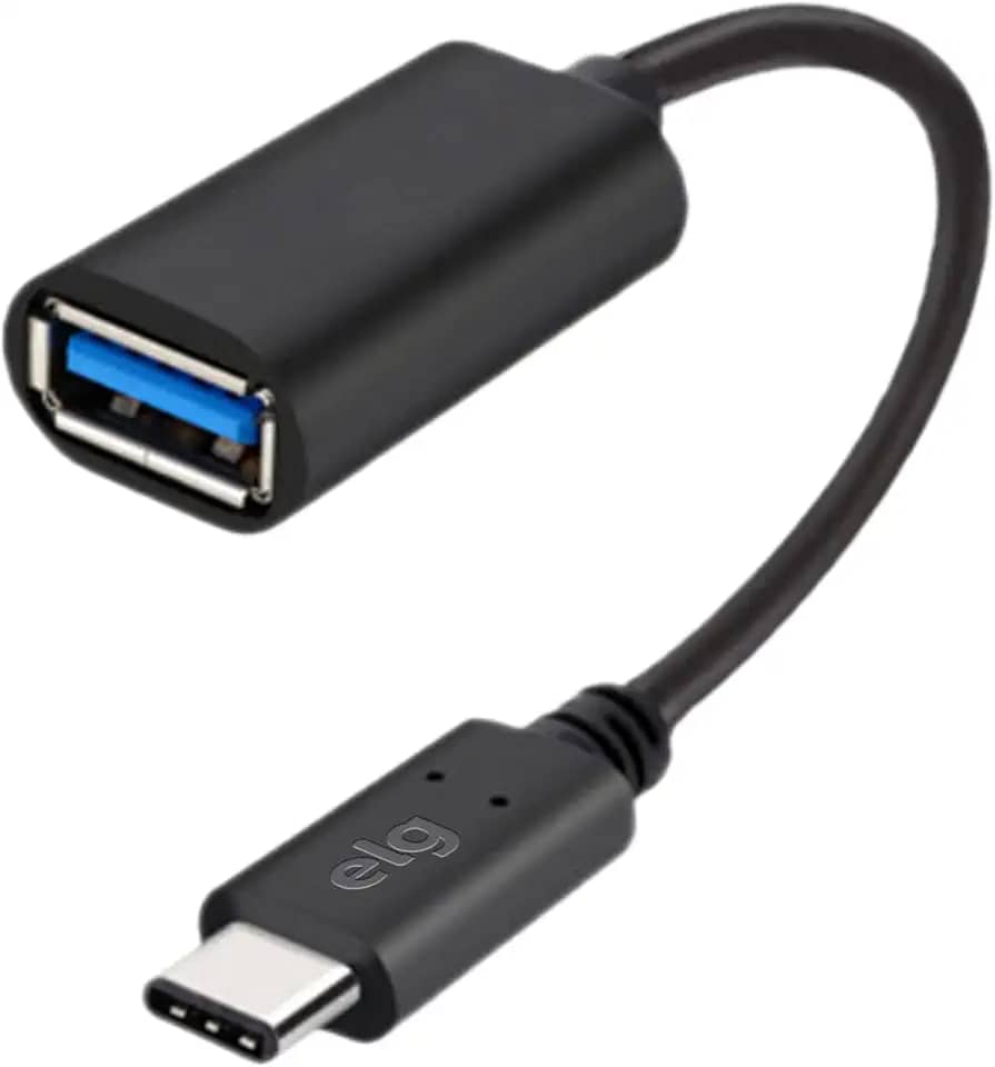ELG, USBADP1, Cabo Adaptador OTG USB Tipo-C para USB-A Fêmea, Ampla Compatibilidade, USB 3.0, Conexão Plug & Play, Comprimento de 20cm, Preto