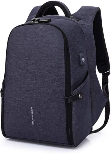 BANGE Mochila Antifurto Impermeável Para Notebooks de Até 15.6 Polegadas e Tablets Possui Cadeado de Código e Trava Acabamento Resistente Qualidade Premium - Azul