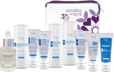 Kit Profissional Limpeza de Pele Aquaface com Exossomos – Emulsão, Sabonete, Esfoliante, Emoliente, Solução, Loção Tônica, Máscara Calmante, EXOCalm e Sérum Regenerativo EXOIntense 30 ml