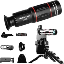 Lente teleobjetiva de foco longo 64X para iPhone e Android, lente de câmera de celular Zoom com clipe de telefone para tirar fotos e vídeos.