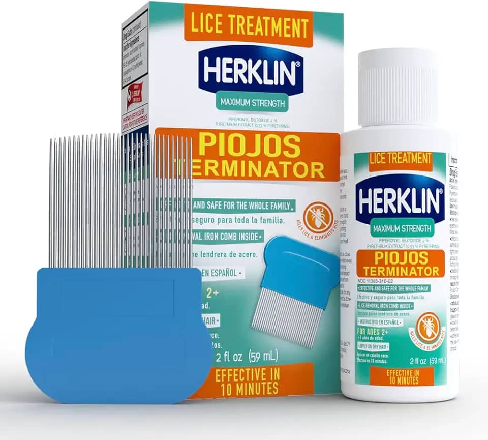 Herklin Shampoo para tratamento de piolhos, força máxima, fácil de aplicar, 2 ml, frasco