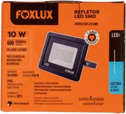 Foxlux Refletor LED 10W 6500K Preto Bivolt