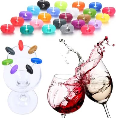 Marcador De Taça Para Vinhos Copos Taças 24 Peças em silicone