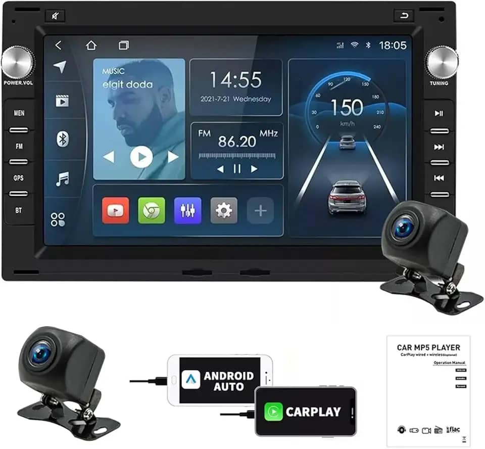 Multimídia para Carro, Android 8.1, som automotivo de 7 polegadas, GPS, Bluetoothe e tela sensível ao toque, Compatível com VW Polo, Gol, Jetta A4 e Seat Ibiza e outros