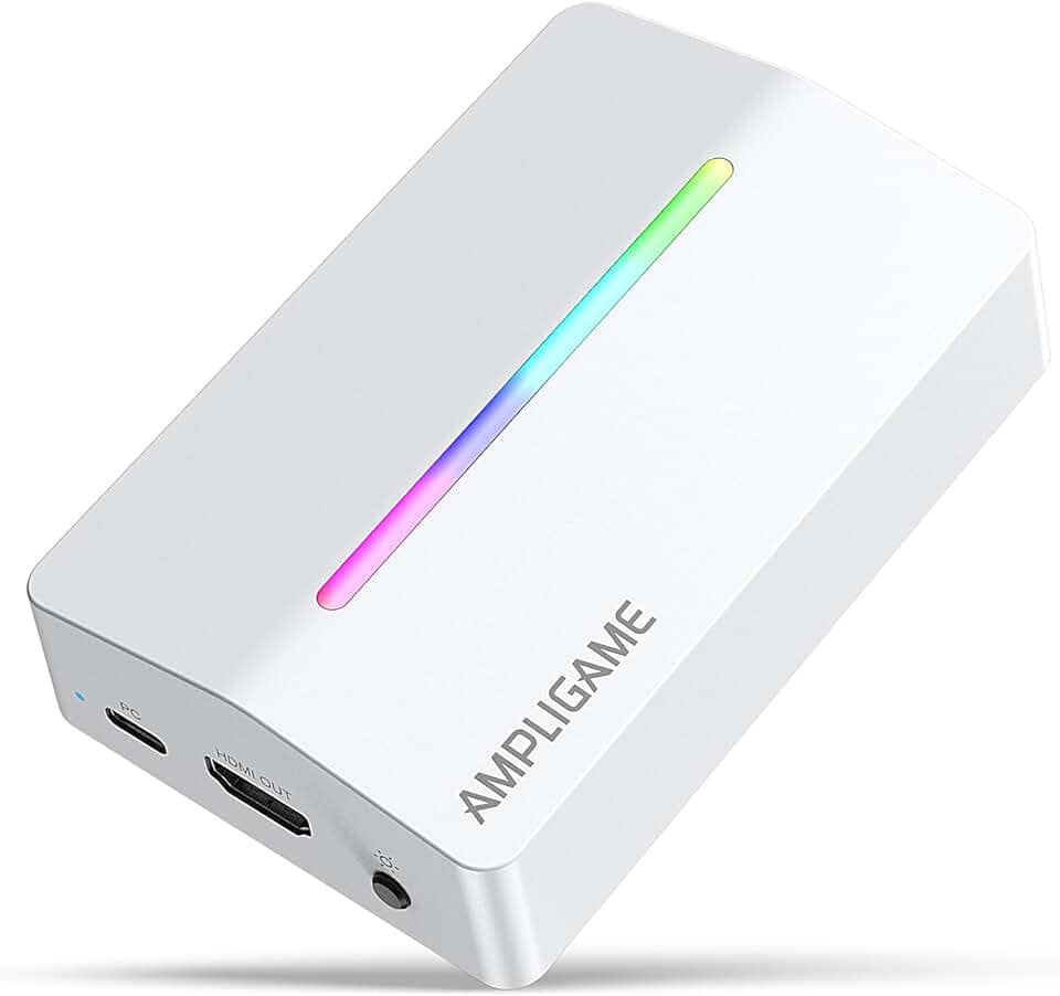 Fifine AmpliGame Gaming Capture Card USB 4K HDMI, 1080P Audio Video Capture Card para OBS Streaming com RGB, HDMI in/out Compatível para Switch/XBOX/PS5/Computer-V3 Branco