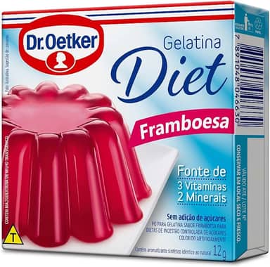 Dr. Oetker Gelatina em Pó Diet Sabor Framboesa, Sobremesa com Sabor e Consistência Deliciosa, Fácil de Fazer, 12g