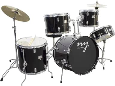 Bateria Acústica 2T Cromada Preto com Banco NY-F1RST