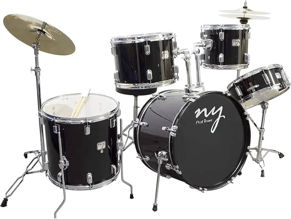 Bateria Acústica 2T Cromada Preto com Banco NY-F1RST
