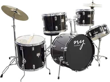 Bateria Acústica 2T Cromada Preto com Banco NY-F1RST