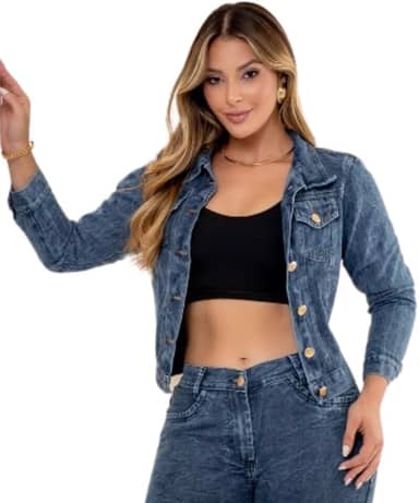 Jaqueta Jeans Marmorizada para Mulheres