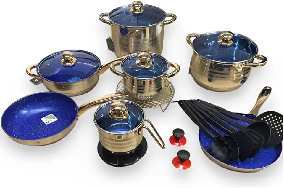 Jogo De Panelas Alemã Düsseldorf - Aço Cirúrgico 23 Peças - Luxo - Azul