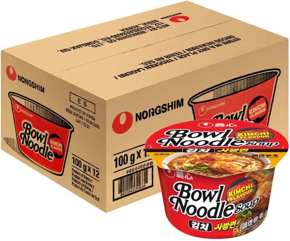 Caixa Lamen Coreano Bowl Noodle Kimchi Picante Legumes Copo 100 gramas - 12 Copos