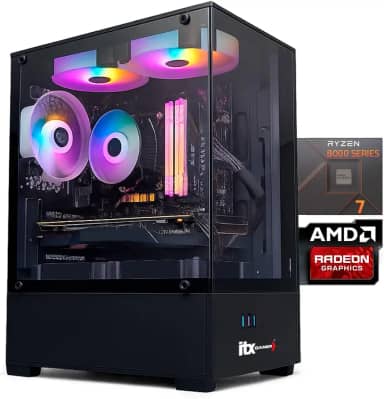 PC Gamer ITX Arena, Ryzen 7 8700G, Radeon­ Graphics 780M, 16GB Ram, SSD 500GB, Gabinete RGB (16GB | SSD 500GB)